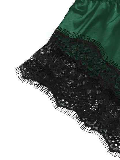 Women'S 2 Piece Sexy Lace Pajama Set See-Through Bralette Cami Top and Shorts Breathable Sleepwear plus Size Summer Lingerie