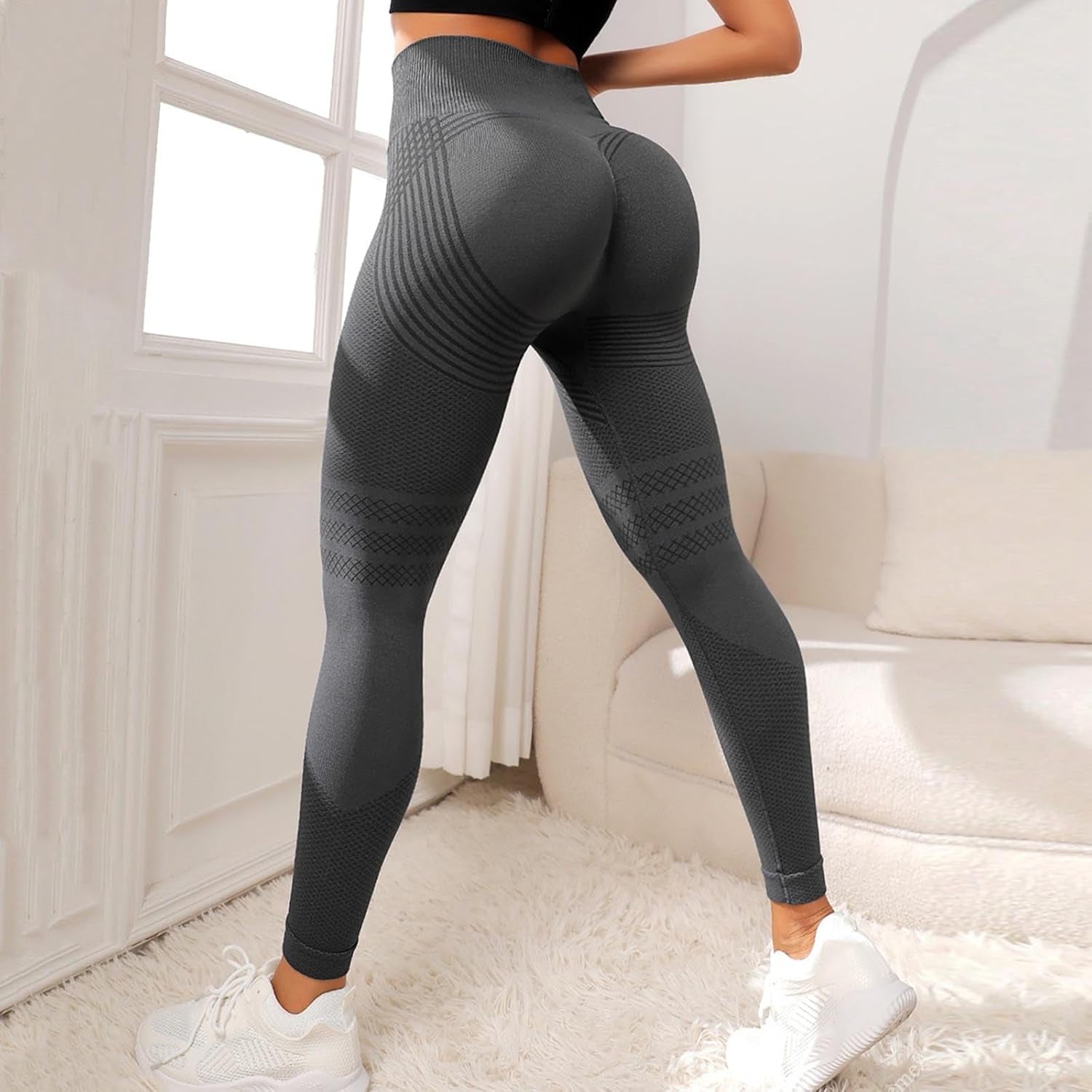 Pantalon Femme,Pantalons De Sport Yoga,Leggings À Compression 3D Amaigrissant Minceur Leggings Femme Taille Haute Sans Couture, Push-Up Opaque, Pantalon Sport Pour Yoga Et Fitness